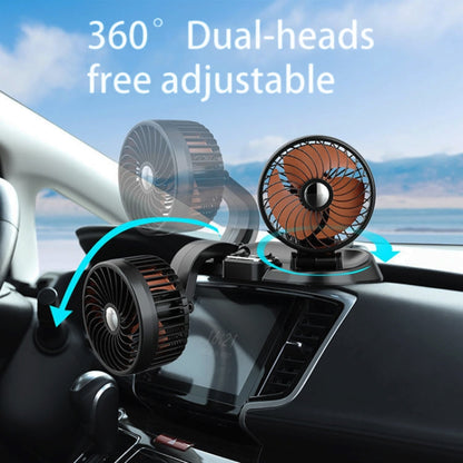 F622 Car Creative Folding Rotatable Double Head Electric Cooling Fan, Style:12V Cigarette Lighter - In Car by buy2fix | Online Shopping UK | buy2fix