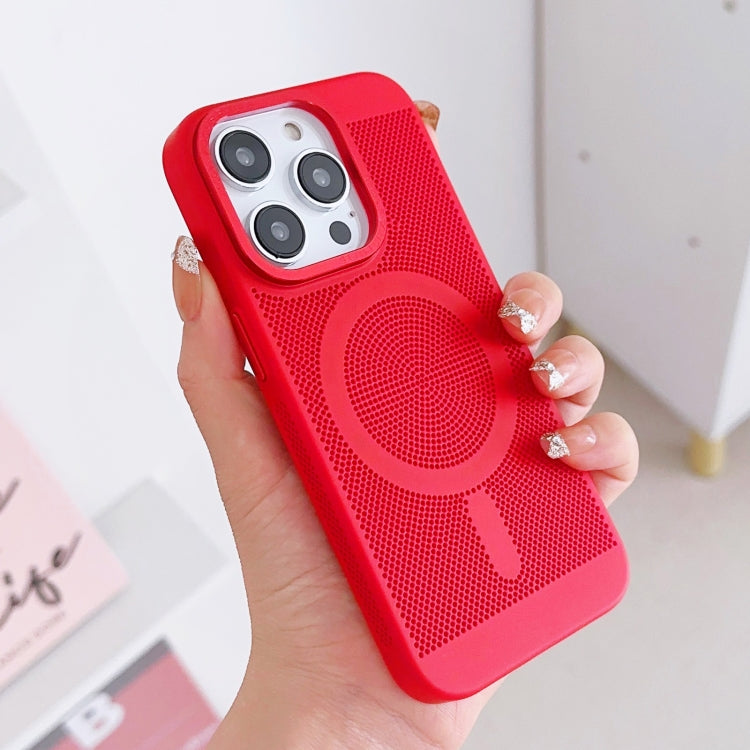 For iPhone 13 Pro Grid Cooling MagSafe Magnetic Phone Case(Red) by buy2fix