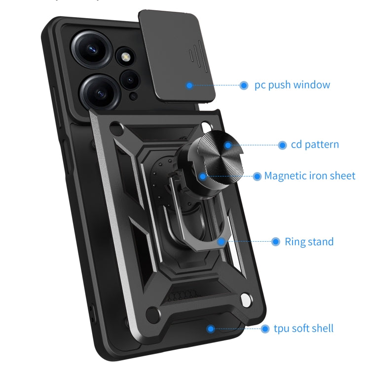 For Xiaomi Redmi Note 12 4G Global Sliding Camera Cover Design Phone Case(Black) - Note 12 Cases by buy2fix | Online Shopping UK | buy2fix