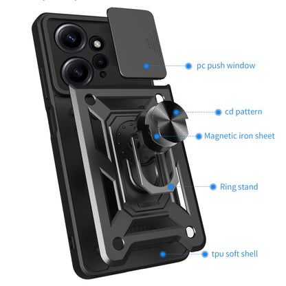 For Xiaomi Redmi Note 12 4G Global Sliding Camera Cover Design Phone Case(Black) - Note 12 Cases by buy2fix | Online Shopping UK | buy2fix