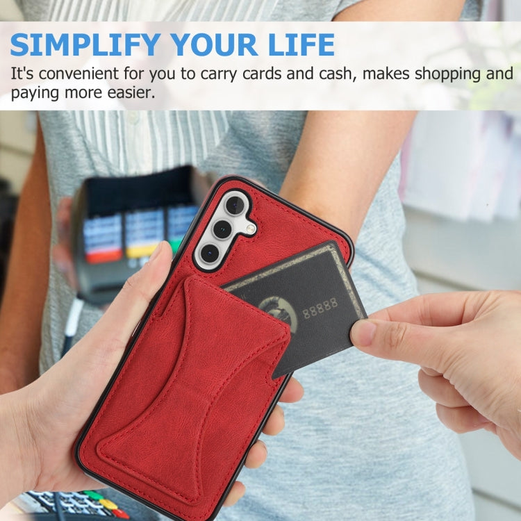 For Samsung Galaxy A14 4G / 5G Ultra-thin Shockproof Phone Protective Case with Holder(Red) - Galaxy Phone Cases by buy2fix | Online Shopping UK | buy2fix