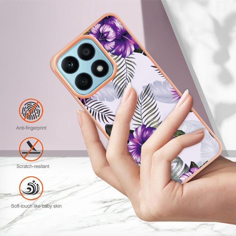 For Honor X8a Electroplating IMD TPU Phone Case(Purple Flower) - Honor Cases by buy2fix | Online Shopping UK | buy2fix