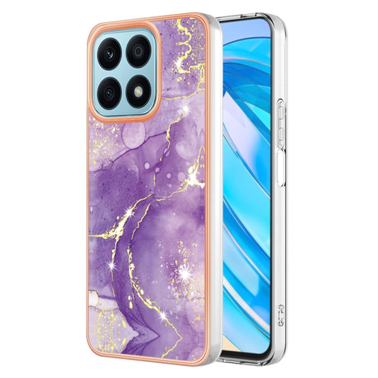 For Honor X8a Electroplating Marble Dual-side IMD Phone Case(Purple 002) - Honor Cases by buy2fix | Online Shopping UK | buy2fix