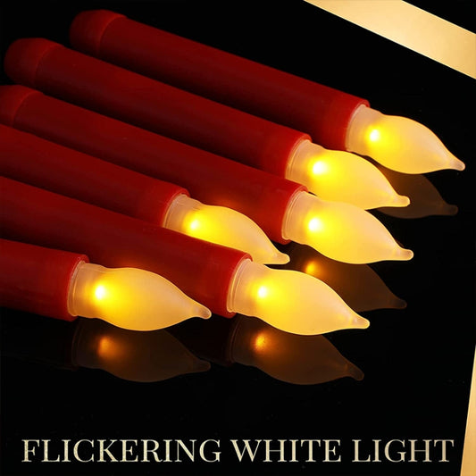 LED Electronic Candle Lights Flameless Long Rod Christmas Candle, Spec:Flashing Yellow Light-Red by buy2fix