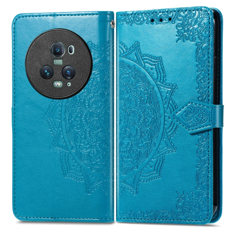 For Honor Magic5 Pro Mandala Flower Embossed Leather Phone Case(Blue) - Honor Cases by buy2fix | Online Shopping UK | buy2fix