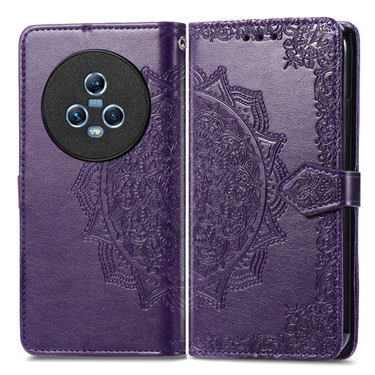 For Honor Magic5 Mandala Flower Embossed Leather Phone Case(Purple) by buy2fix