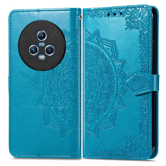 For Honor Magic5 Mandala Flower Embossed Leather Phone Case(Blue) by buy2fix