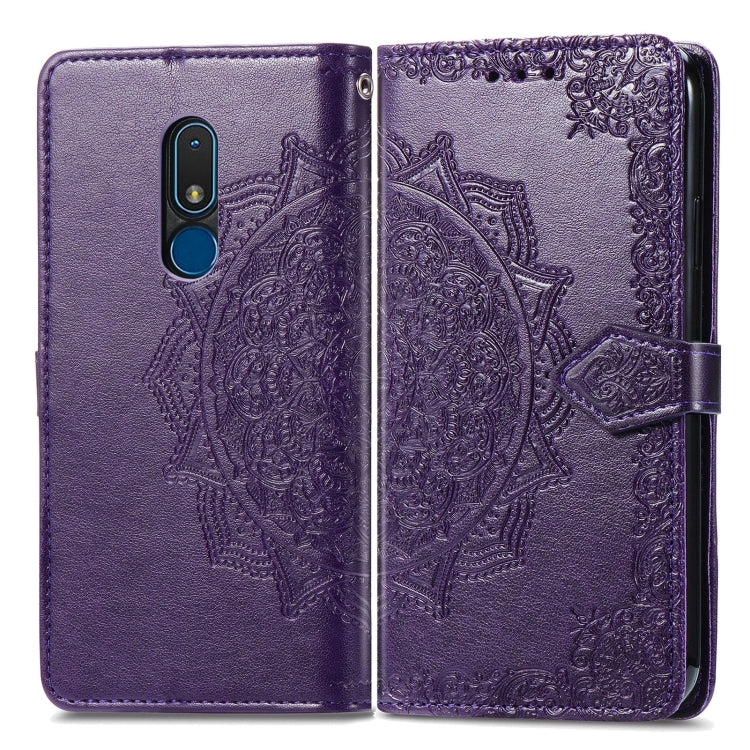 For Nokia C3 Mandala Flower Embossed Leather Phone Case(Purple) - Nokia Cases by buy2fix | Online Shopping UK | buy2fix