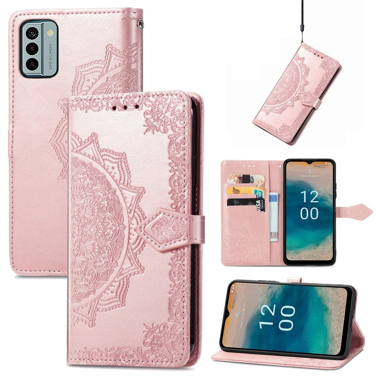 For Nokia G22 Mandala Flower Embossed Leather Phone Case(Rose Gold) - Nokia Cases by buy2fix | Online Shopping UK | buy2fix