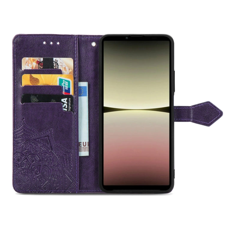 For Sony Xperia 10 IV Mandala Flower Embossed Leather Phone Case(Purple) - Sony Cases by buy2fix | Online Shopping UK | buy2fix