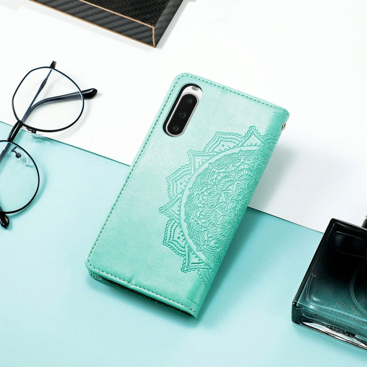 For Sony Xperia 10 IV Mandala Flower Embossed Leather Phone Case(Green) - Sony Cases by buy2fix | Online Shopping UK | buy2fix