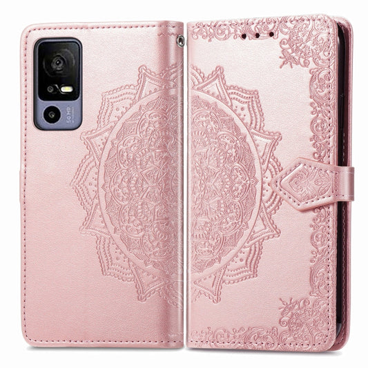 For TCL 40R Mandala Flower Embossed Leather Phone Case(Rose Gold) by buy2fix