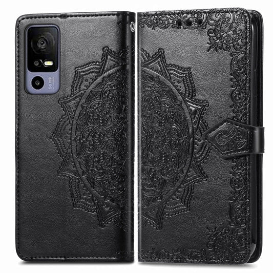 For TCL 40R Mandala Flower Embossed Leather Phone Case(Black) by buy2fix