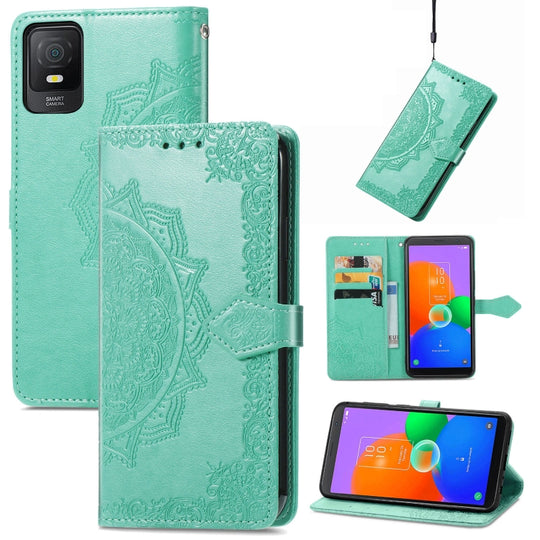 Pour TCL 403 Mandala Flower Embossed Leather Phone Case (Vert)