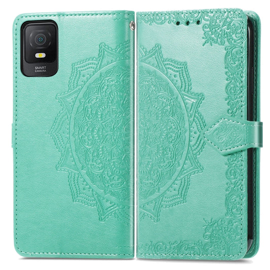 For TCL 403 Mandala Flower Embossed Leather Phone Case(Green) by buy2fix