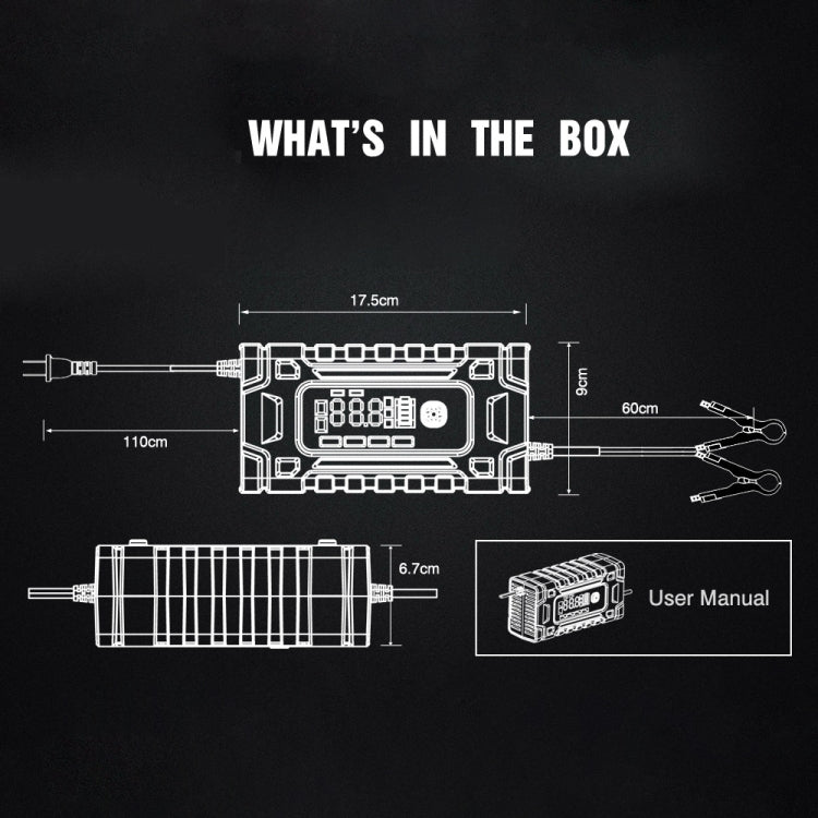 FOXSUR 12V / 24V / 10A Car / Motorcycle Battery Smart Repair Lead-acid Battery Charger(US Plug Yellow) - In Car by FOXSUR | Online Shopping UK | buy2fix