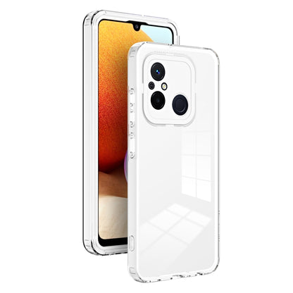 For Xiaomi Redmi 12C 3 in 1 Clear TPU Color PC Frame Phone Case(White) - Xiaomi Cases by buy2fix | Online Shopping UK | buy2fix