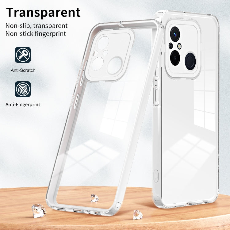 For Xiaomi Redmi 12C 3 in 1 Clear TPU Color PC Frame Phone Case(White) - Xiaomi Cases by buy2fix | Online Shopping UK | buy2fix