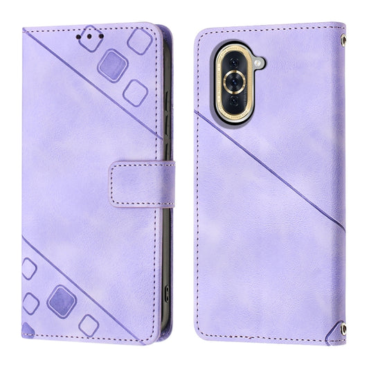 For Huawei nova 10 Skin-feel Embossed Leather Phone Case(Light Purple) by buy2fix