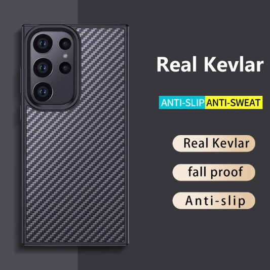 For Samsung Galaxy S23 Ultra 5G wlons Magsafe Carbon Fiber Kevlar TPU Phone Case(Black) by wlons