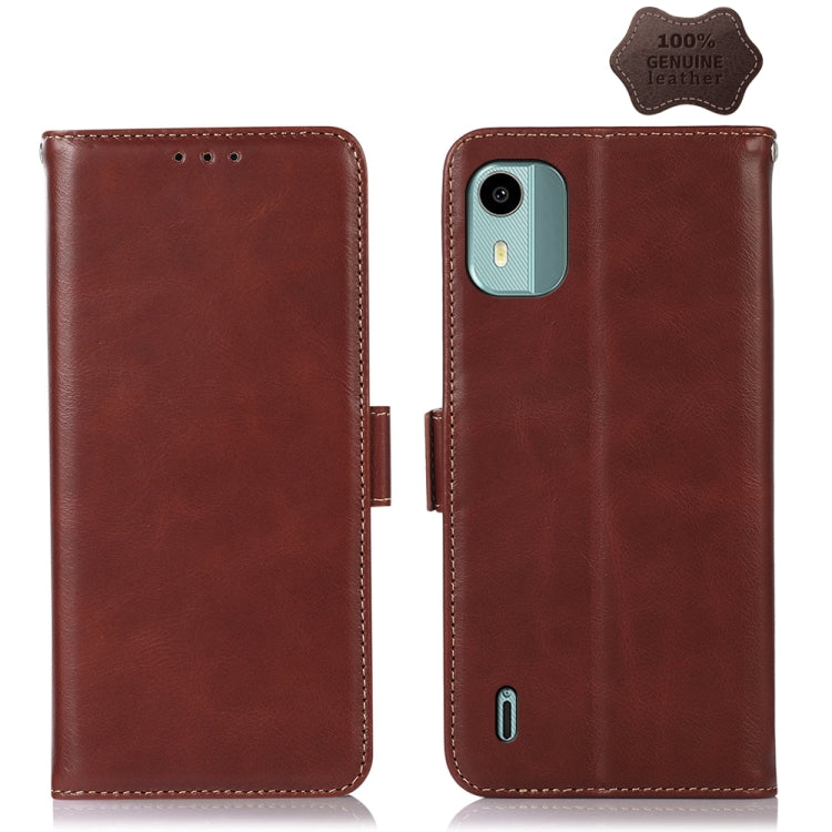 For Nokia C12 4G Crazy Horse Top Layer Cowhide Leather Phone Case(Brown) - Nokia Cases by buy2fix | Online Shopping UK | buy2fix