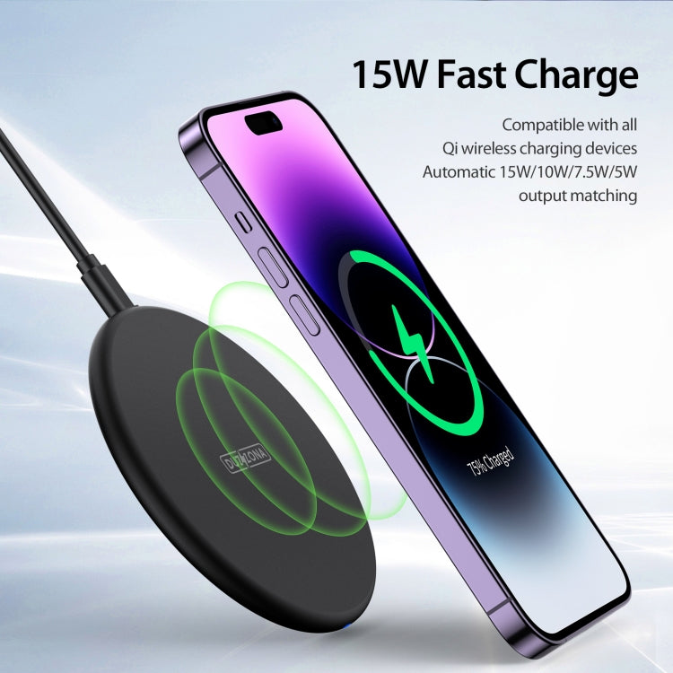 DUZZONA W11 15W Desktop Qi Wireless Charger(Black) - Wireless Charger by DUZZONA | Online Shopping UK | buy2fix