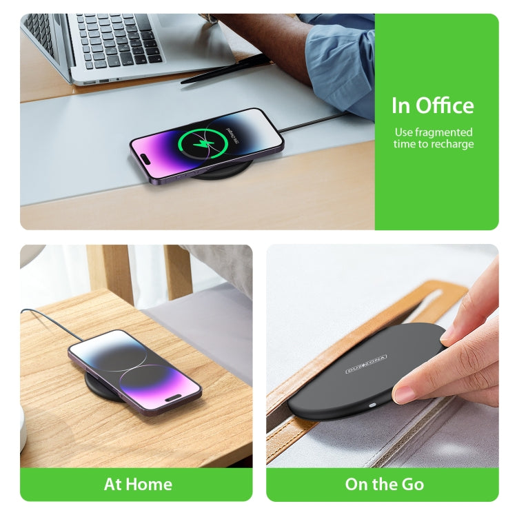 DUZZONA W11 15W Desktop Qi Wireless Charger(Black) - Wireless Charger by DUZZONA | Online Shopping UK | buy2fix