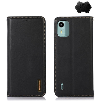 For Nokia C12 4G KHAZNEH Nappa Top Layer Cowhide Leather Phone Case(Black) - Nokia Cases by buy2fix | Online Shopping UK | buy2fix