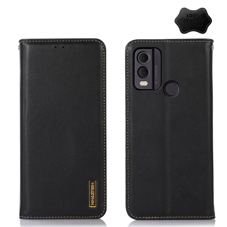 For Nokia C22 4G KHAZNEH Nappa Top Layer Cowhide Leather Phone Case(Black) - Nokia Cases by buy2fix | Online Shopping UK | buy2fix