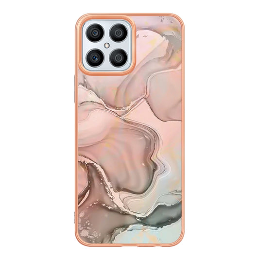 For Honor X8 4G Electroplating Marble Dual-side IMD Phone Case(Rose Gold 015) by buy2fix