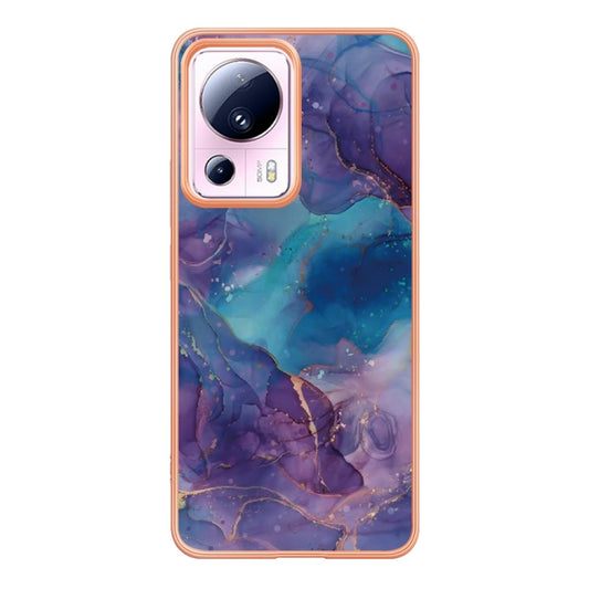 For Xiaomi 13 Lite 5G Electroplating Marble Dual-side IMD Phone Case(Purple 016) by buy2fix