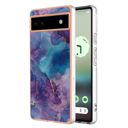 For Google Pixel 6A Electroplating Marble Dual-side IMD Phone Case(Purple 016) - Google Cases by buy2fix | Online Shopping UK | buy2fix