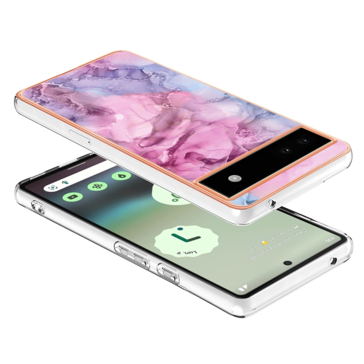 For Google Pixel 6A Electroplating Marble Dual-side IMD Phone Case(Pink 013) - Google Cases by buy2fix | Online Shopping UK | buy2fix