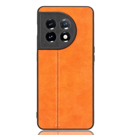 For OnePlus 11 5G Sewing Cow Pattern Skin PC + PU + TPU Phone Case(Orange) by buy2fix
