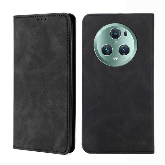 For Honor Magic5 Pro Skin Feel Magnetic Horizontal Flip Leather Phone Case(Black) by buy2fix