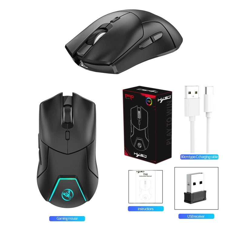 HXSJ T40 7 Keys 4000DPI Three-mode Colorful Backlight Wireless Gaming Mouse Rechargeable(Black) -  by HXSJ | Online Shopping UK | buy2fix