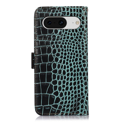 For Google Pixel 8 Crocodile Top Layer Cowhide Leather Phone Case(Green) by buy2fix