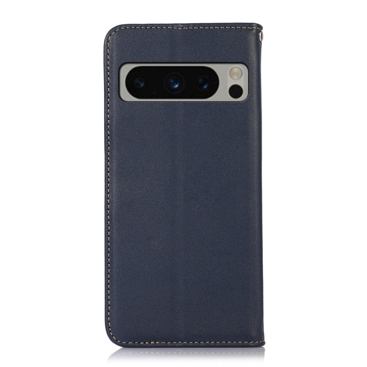 For Google Pixel 8 Pro KHAZNEH Nappa Top Layer Cowhide Leather Phone Case(Blue) by buy2fix