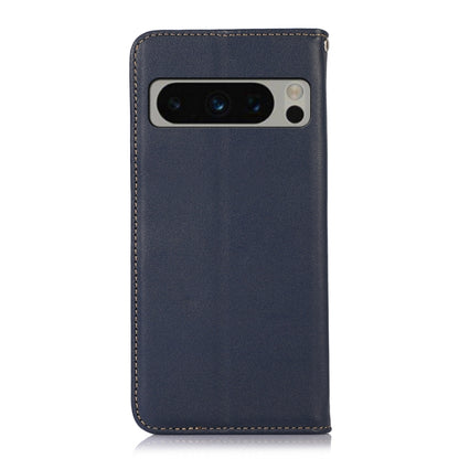For Google Pixel 8 Pro KHAZNEH Nappa Top Layer Cowhide Leather Phone Case(Blue) by buy2fix