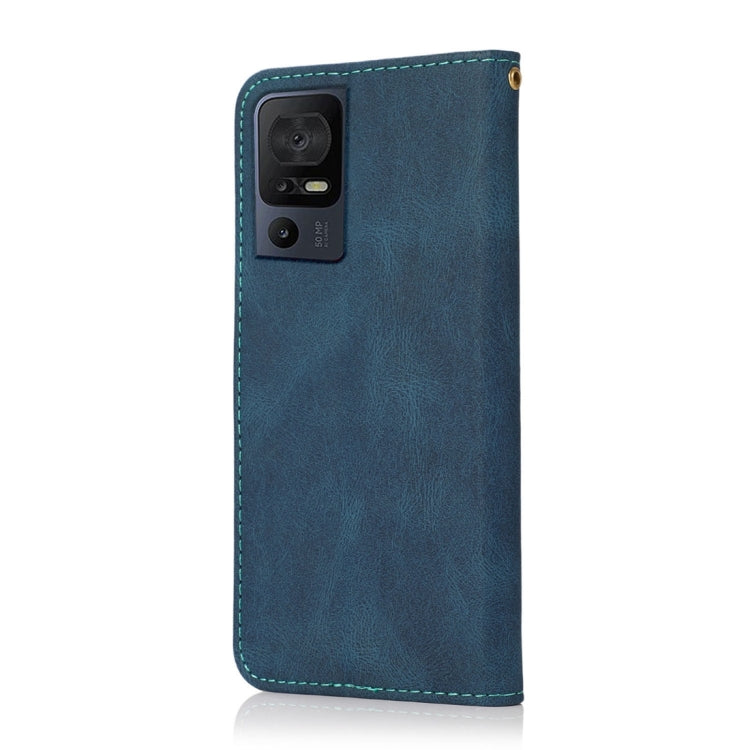 For TCL 40 SE Dual-color Stitching Leather Phone Case(Blue Green) - More Brand by buy2fix | Online Shopping UK | buy2fix