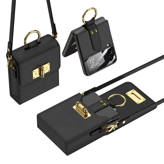 GKK Mini Backpack Plain Phone Bag + Phone Case with Ring For Samsung Galaxy Z Flip4 5G(Black) - Galaxy Z Flip4 5G Cases by GKK | Online Shopping UK | buy2fix
