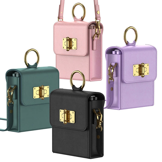 GKK Mini Backpack Plain Phone Bag + Phone Case with Ring For Samsung Galaxy Z Flip4 5G(Purple) by GKK