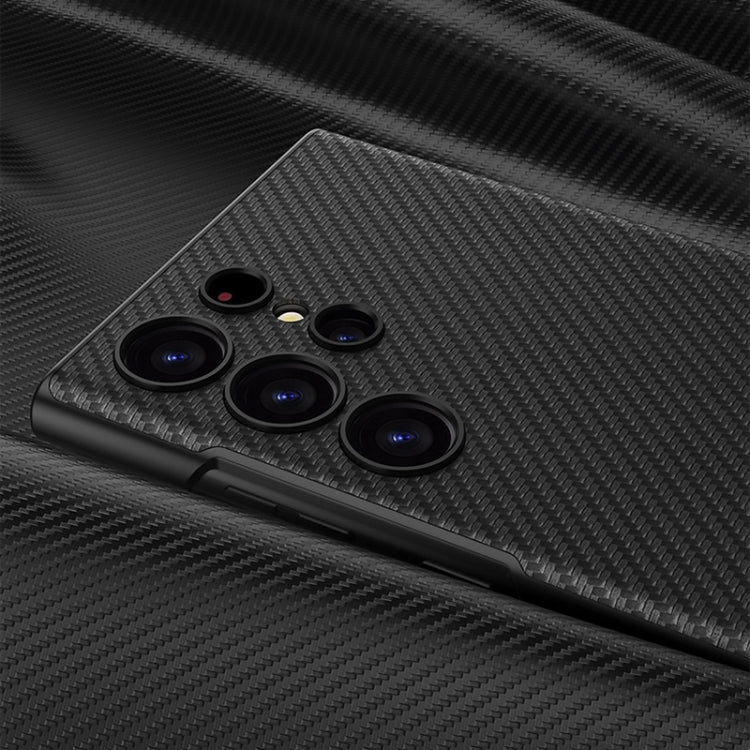 For Samsung Galaxy S23 Ultra 5G GKK Triumph Ultra-Thin Plain Leather Phone Case with Holder(Black) by GKK