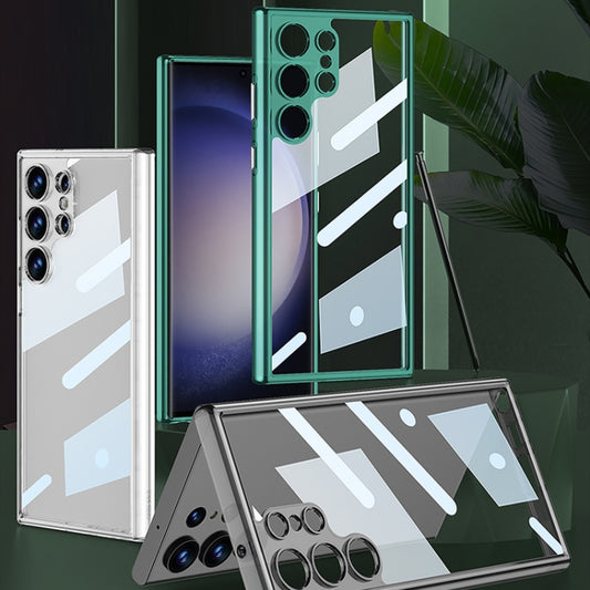 For Samsung Galaxy S23 Ultra 5G GKK Space Frame Transparent PC+TPU Phone Case(Transparent Green) by GKK