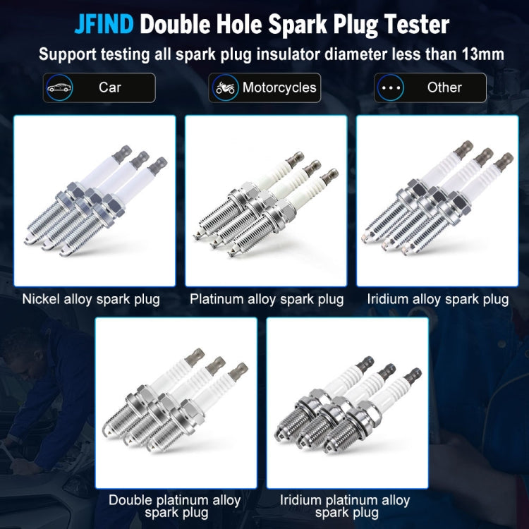 JFIND JF109 Car Double Hole Spark Plug Tester(EU Plug) -  by JFIND | Online Shopping UK | buy2fix