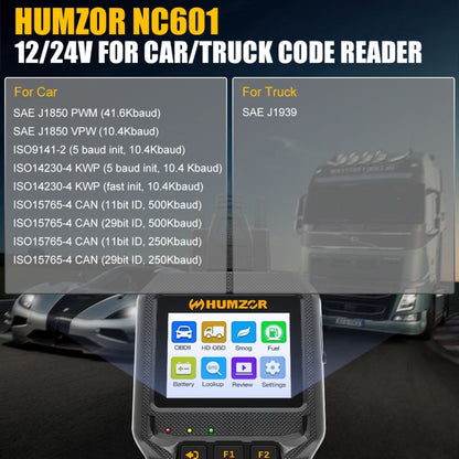 HUMZOR NC601 Car and Truck OBD2 Scan Tool Diagnostic Tool -  by buy2fix | Online Shopping UK | buy2fix