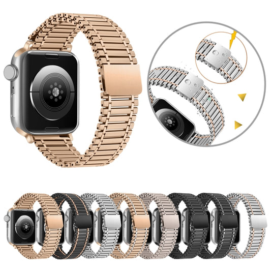 Chain Magnetic Stainless Steel Watch Band For Apple Watch Series 8&7 41mm / SE 2&6&SE&5&4 40mm / 3&2&1 38mm(Rose Gold) by buy2fix