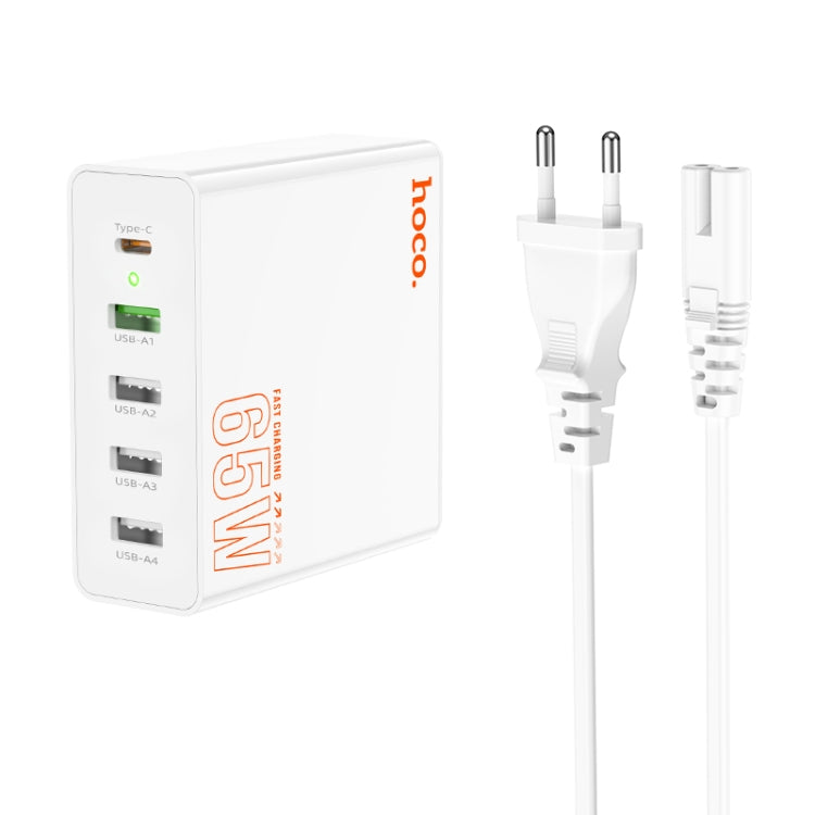 hoco C114A Vision PD 65W USB-C / Type-C + 4 USB Five Ports Fast Charger, Plug Type:EU Plug(White) - USB Charger by hoco | Online Shopping UK | buy2fix