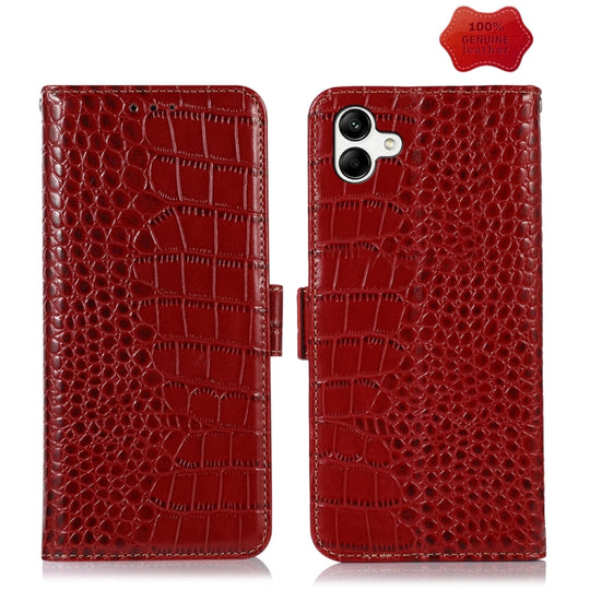 For Samsung Galaxy F14 5G Crocodile Top Layer Cowhide Leather Phone Case(Red)