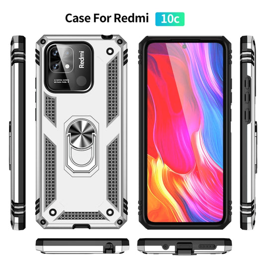 For Xiaomi Redmi 12C / 11A Shockproof TPU + PC Phone Case with Holder(Silver) by buy2fix